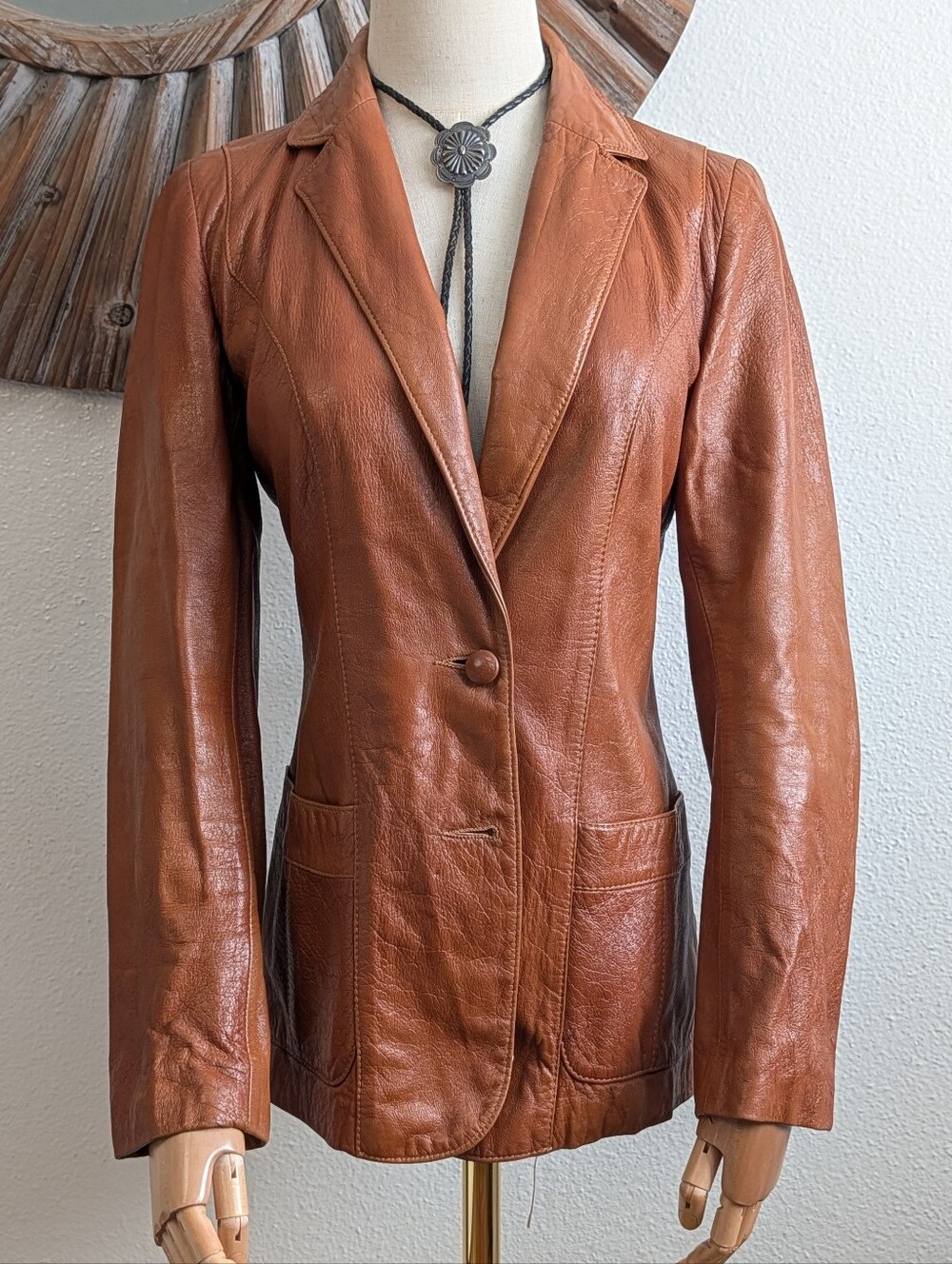 Vintage 1970s Miss Adler Leather Blazer Jacket Tailored Retro Cali Aesthetic 12